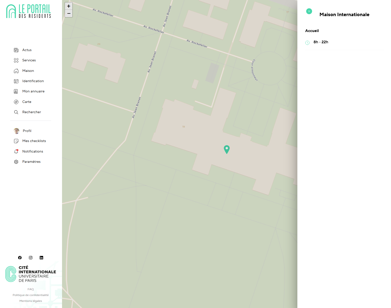 Carte Portail des résidents - panneau point interet