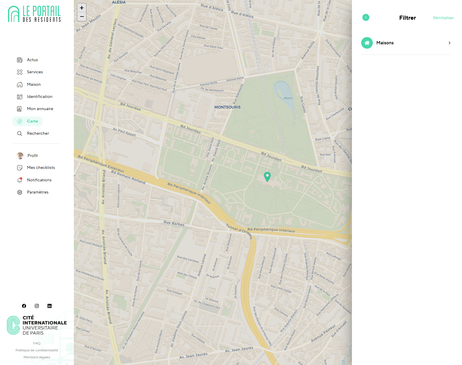 Carte Portail des résidents - recherche
